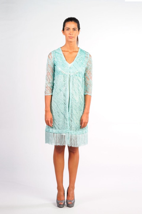 Rochie Mercedes de Miguel, Raffia, Poliester/Viscoza, Albastru deschis, Albastru deschis