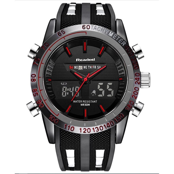 Ceas sport pentru barbati Display Readeel, LED, Negru