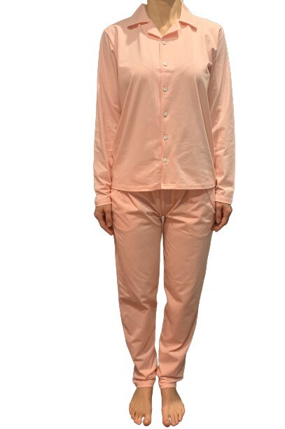 Pijama dama, Nicoletta, model cu nasturi, dungi, marime XL, Alb/Roz, 42