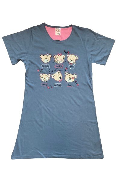 Camasa de noapte, Vienetta Secret, diverse desene,XL, Gri carbune, 42