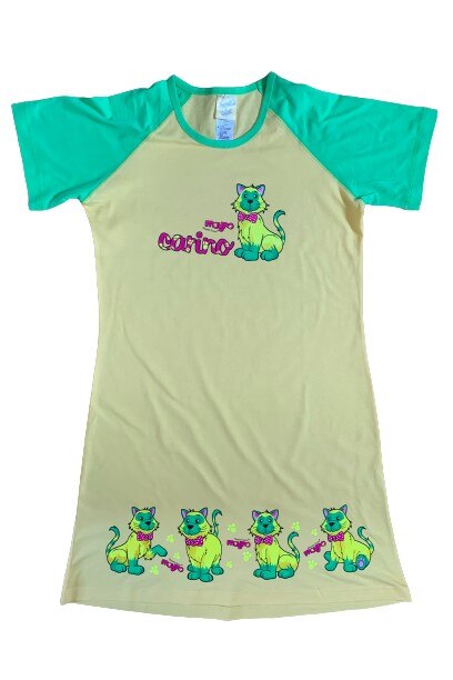 Camasa de noapte, Vienetta Secret, desene,M, Galben/Verde, 38