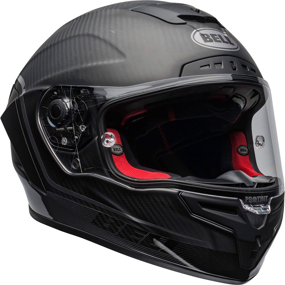 Casca moto Bell Race Star Flex Dlx, Carbon, Captuseala interioara, Negru/Rosu