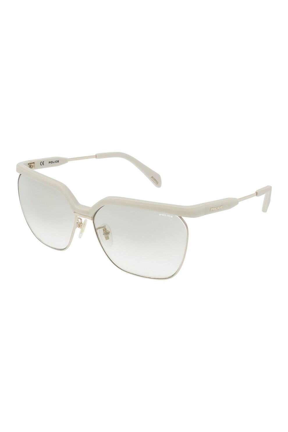 Police, Ochelari de soare clubmaster cu lentile oglinda, Alb/Auriu, 62-13-140 Standard