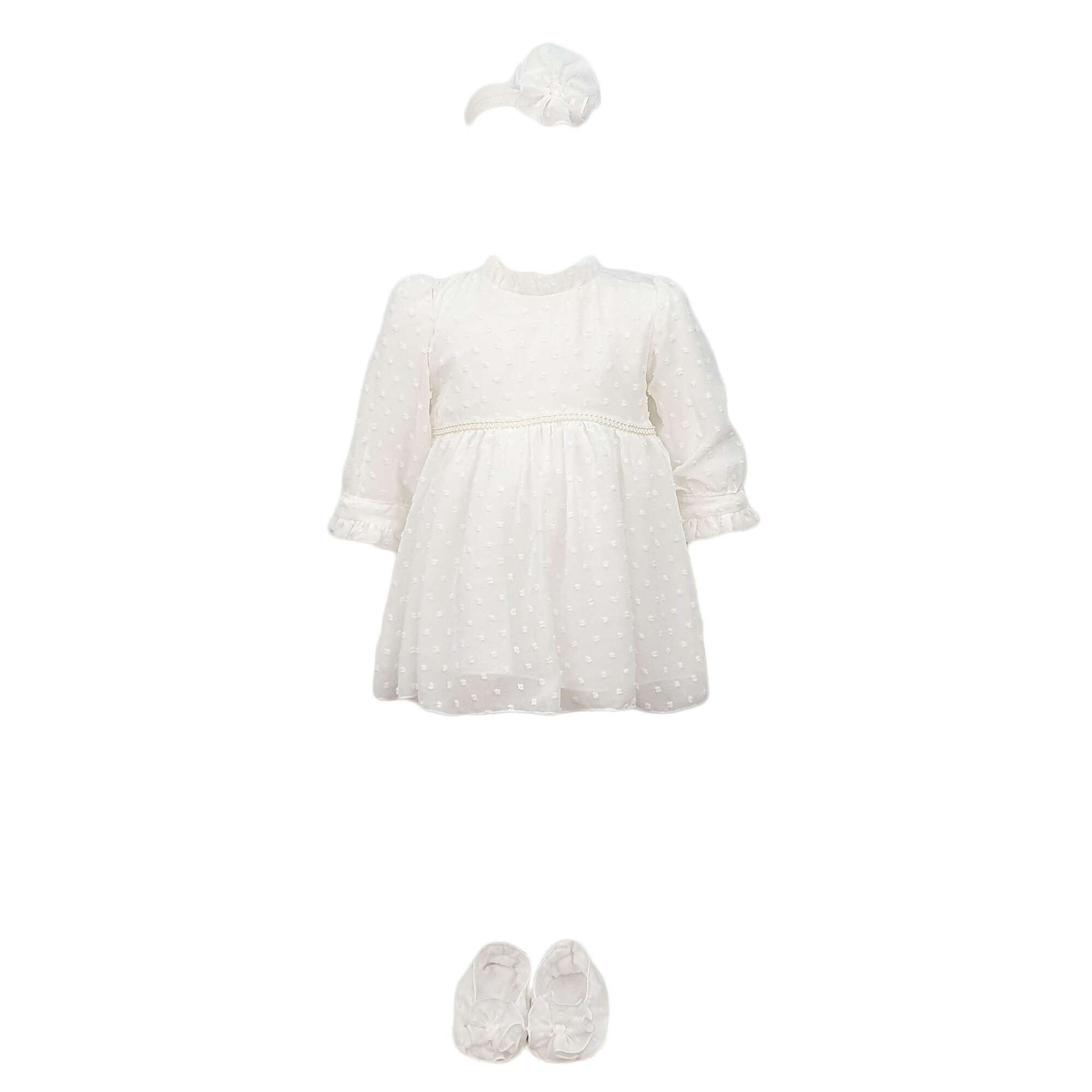 Rochie botez, model Corina, culoare alba, varsta 6-9 luni