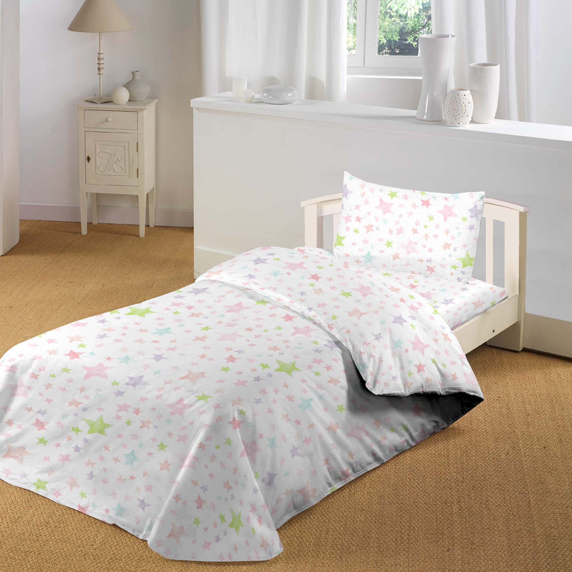 Lenjerie pat copii, Mappy Acuarela Stars, 3 piese