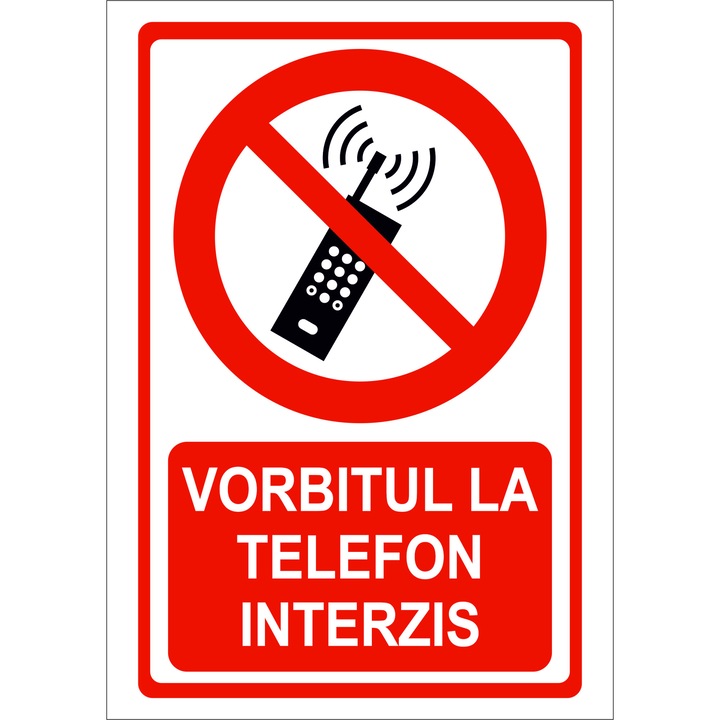 Indicator de interzicere Vorbitul la telefon interzis, Hartie autocolanta 128g, 20x28cm