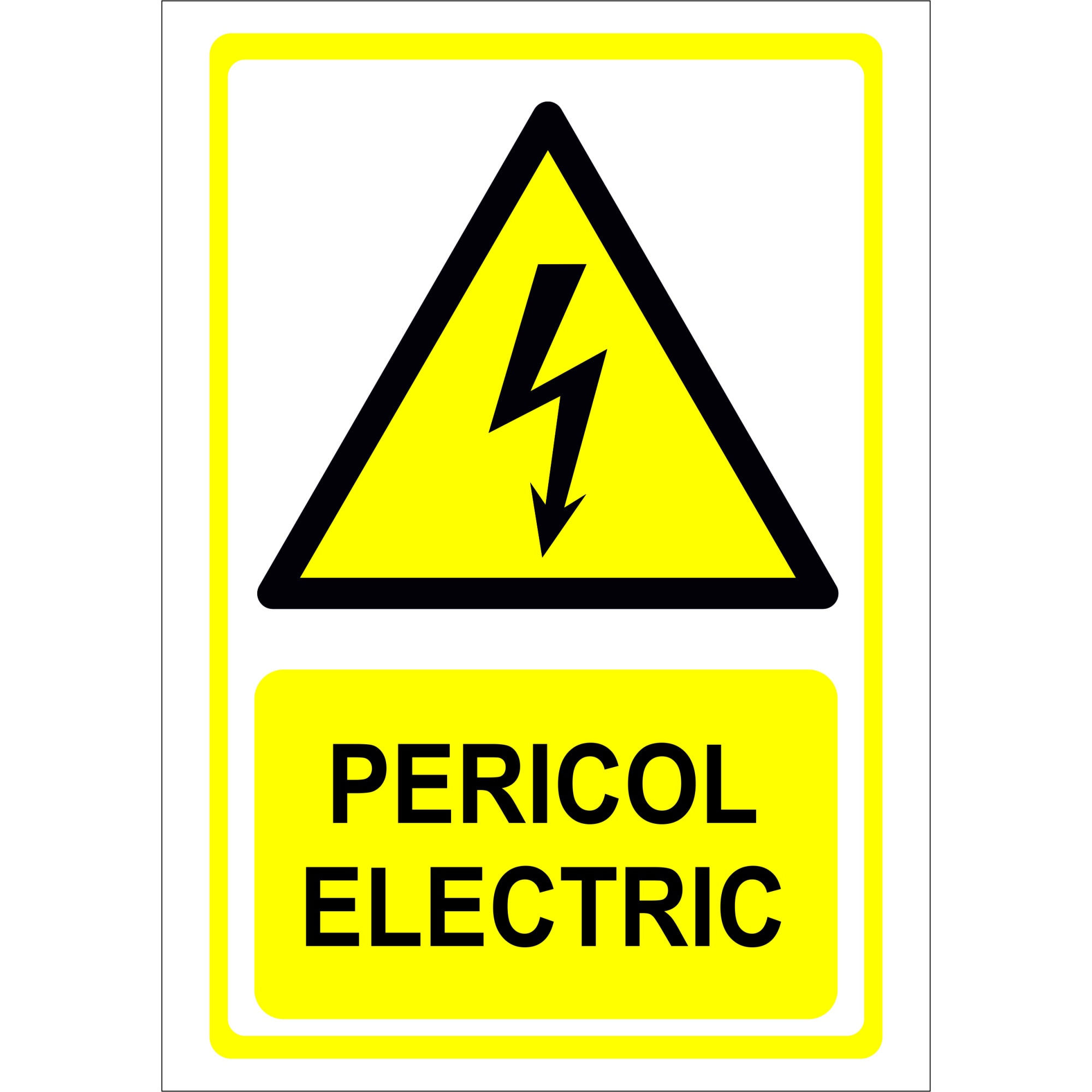 Indicator avertizare Pericol electric, Hartie autocolanta 128g, 20x28cm