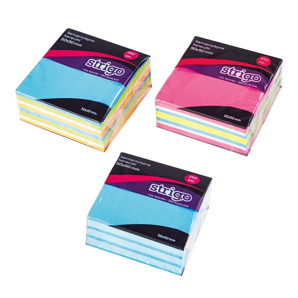 Set 3 Cub Notite Adezive Strigo 50X50mm 250 File Pastel/neon