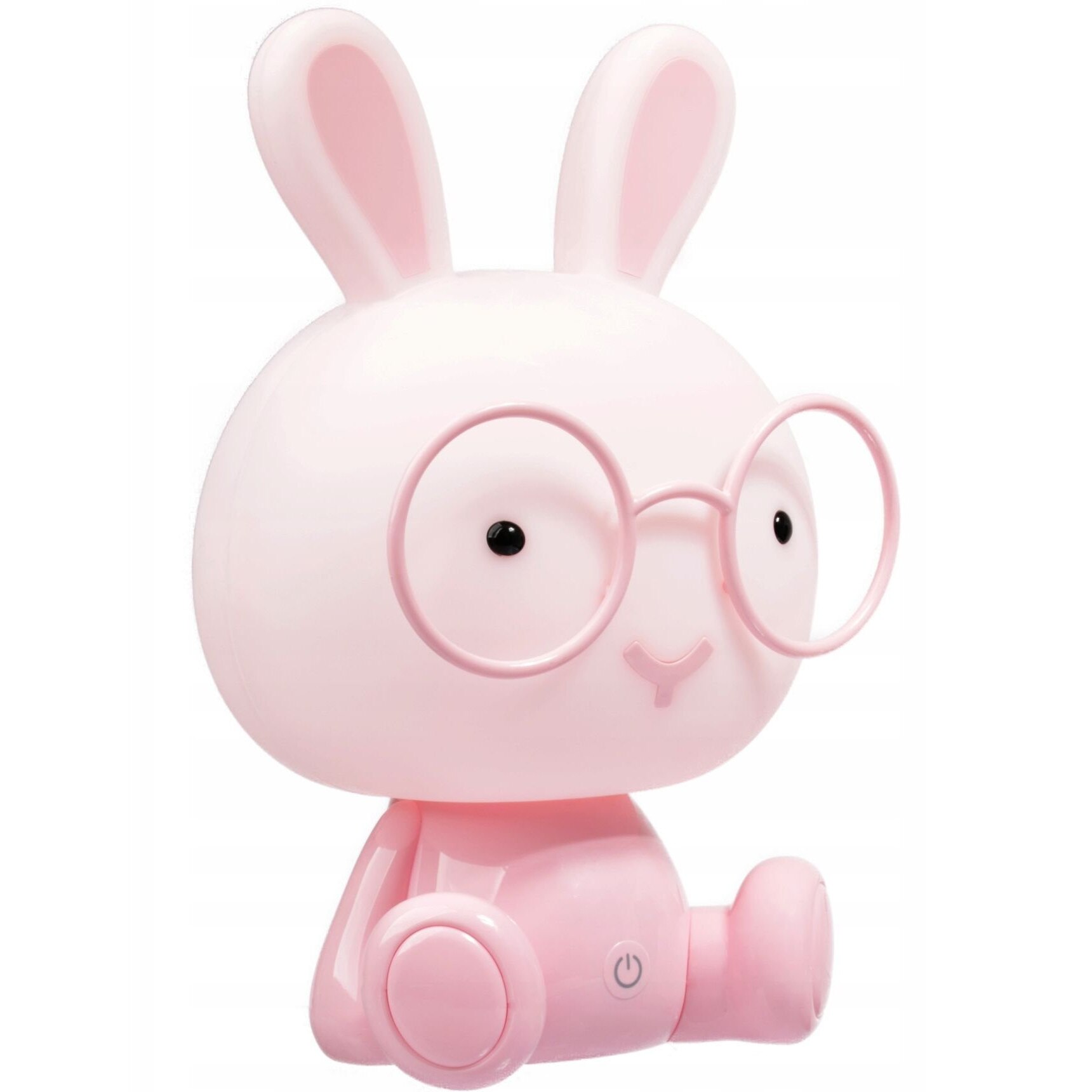 Lampa de veghe cu 3 intensitati de lumina, Zola®, model iepuras cu ochelari, roz, incarcare prin cablu usb, 30.5x20 cm