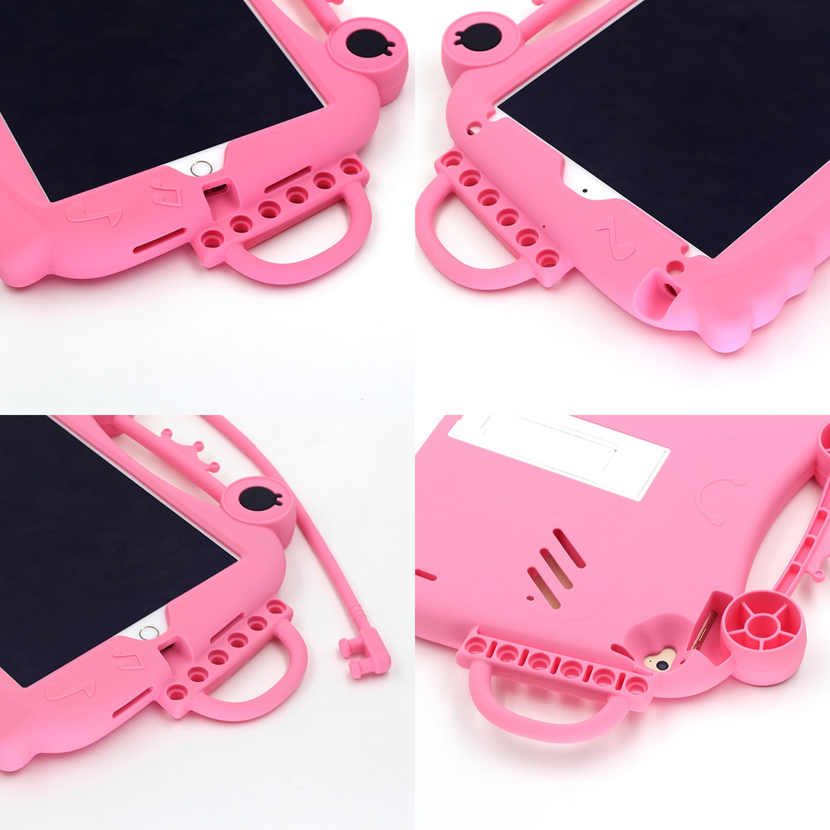 Husa protectie tableta, pentru copii, silicon, iPad Air, iPad Air 2, iPad Pro 9.7, iPad New 9.7, Ideas4Comfort, protectie silicon antisoc rezistenta la lovituri, acces la toate porturile, Broasca, roz