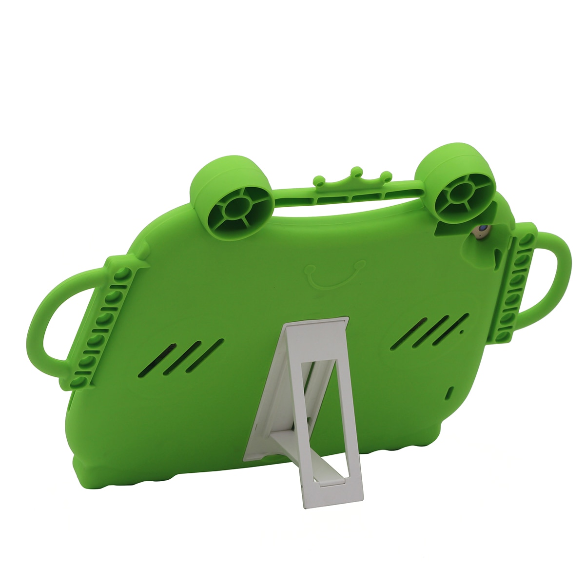 Husa protectie tableta, pentru copii, silicon, iPad Air, iPad Air 2, iPad Pro 9.7, iPad New 9.7, protectie silicon antisoc rezistenta la lovituri, acces la toate porturile, Broasca, verde