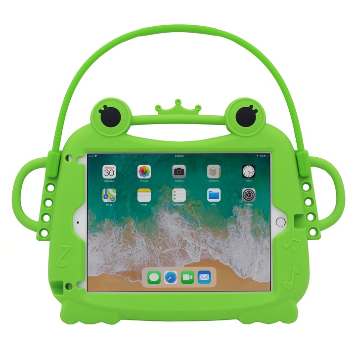 Tablet védő tok, gyerekeknek, szilikon, iPad Air, Ideas4Comfort, béka, zöld