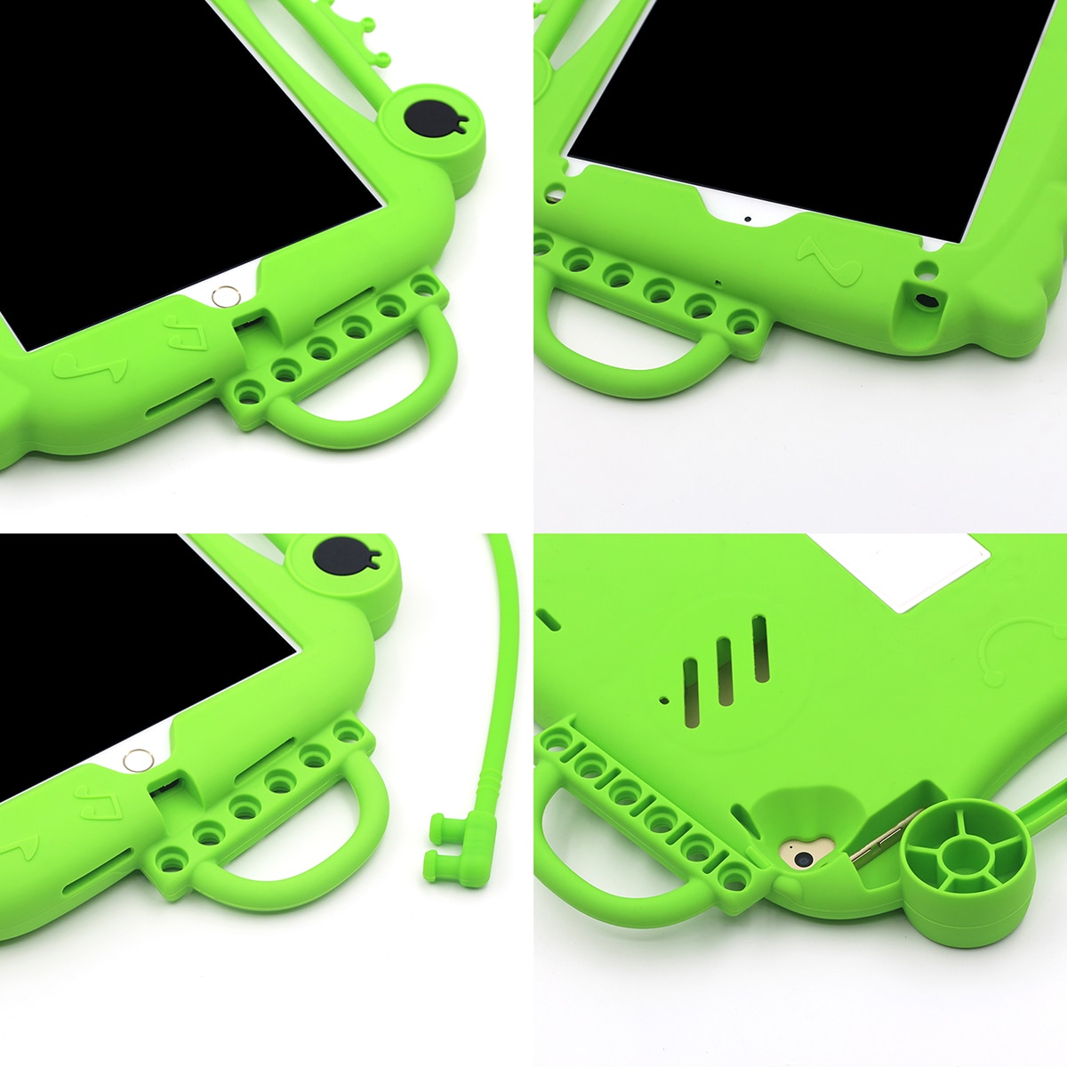 Husa protectie tableta, pentru copii, silicon, iPad Air, iPad Air 2, iPad Pro 9.7, iPad New 9.7, protectie silicon antisoc rezistenta la lovituri, acces la toate porturile, Broasca, verde