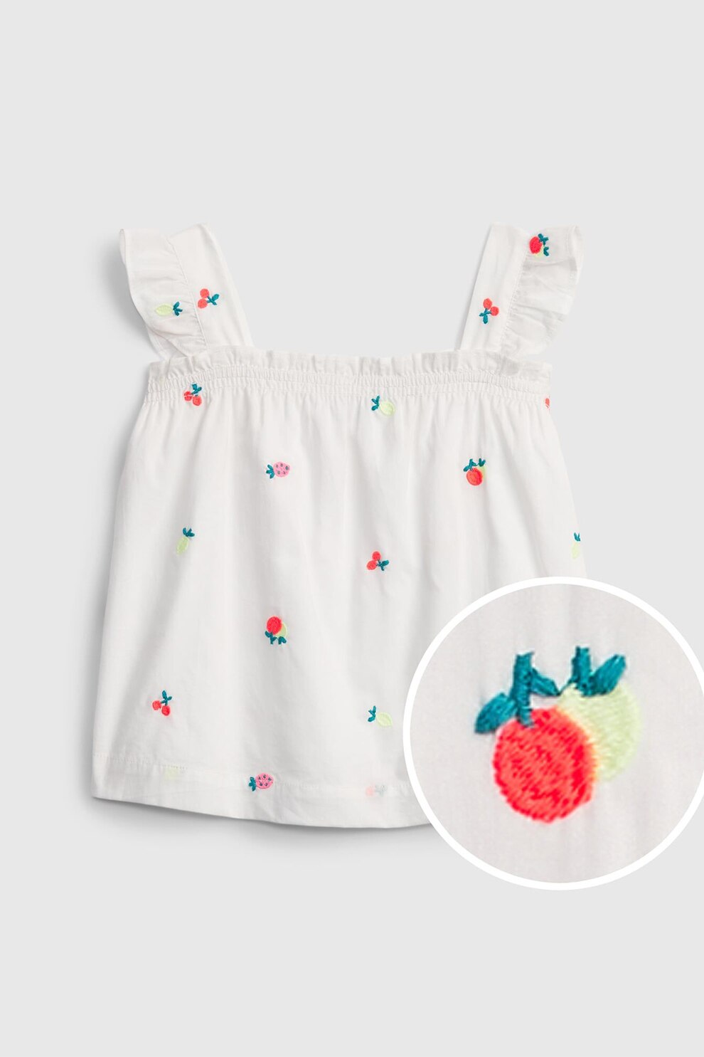 GAP, Top de bumbac cu broderii, Alb/Oranj mandarina/Galben pal