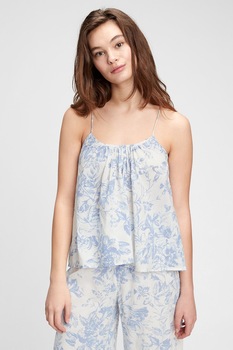 GAP, Top de pijama din amestec de modal, Alb/Albastru lavanda GAP, Top de pijama din amestec de modal, Alb/Albastru lavanda