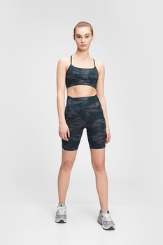 GAP, Colanti scurti cu talie inalta, pentru fitness, Gri inchis/Albastru petrol GAP, Colanti scurti cu talie inalta, pentru fitness, Gri inchis/Albastru petrol