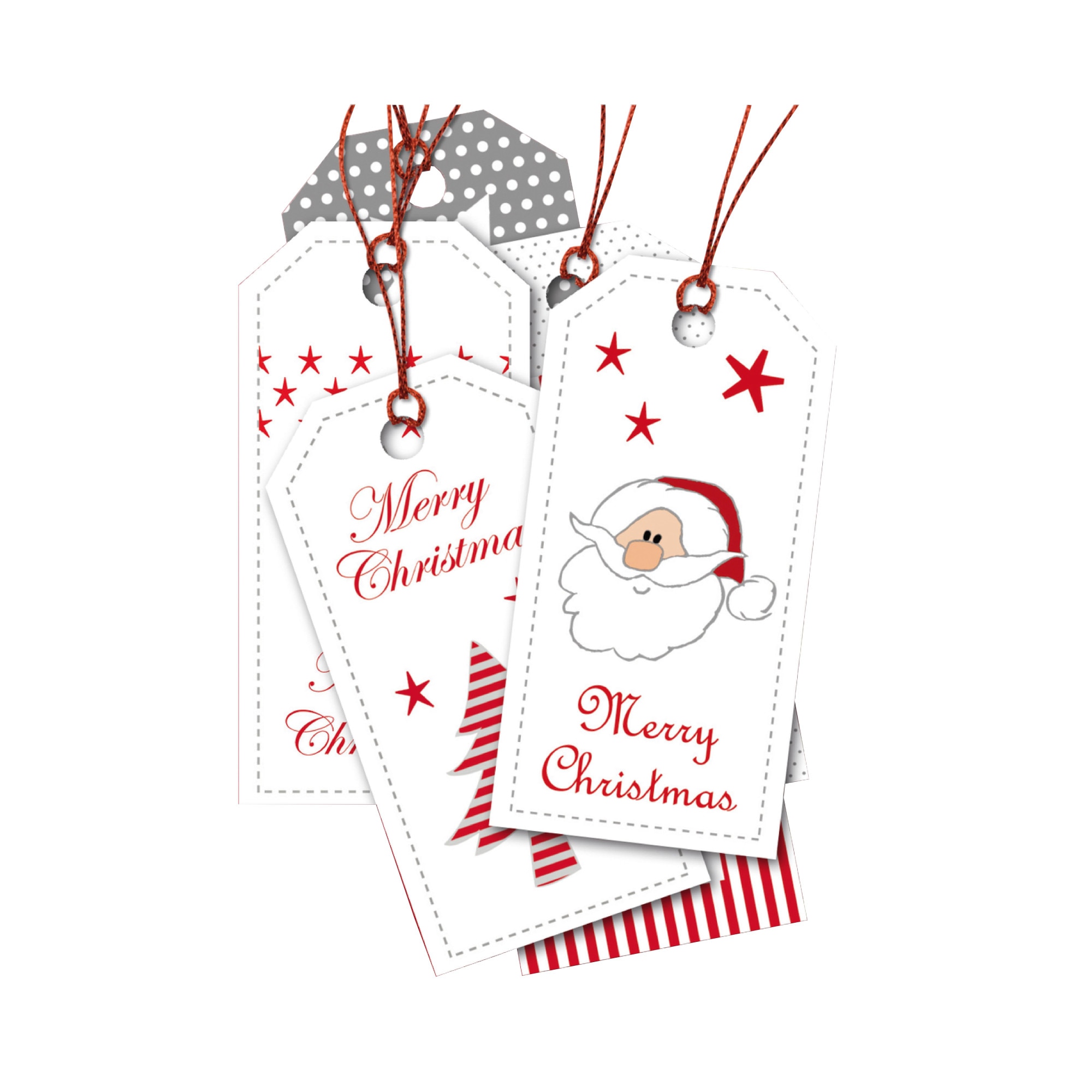 Set 6 buc etichete pentru cadouri de Craciun, alb/rosu, 8x4 cm, HERMA, H15275