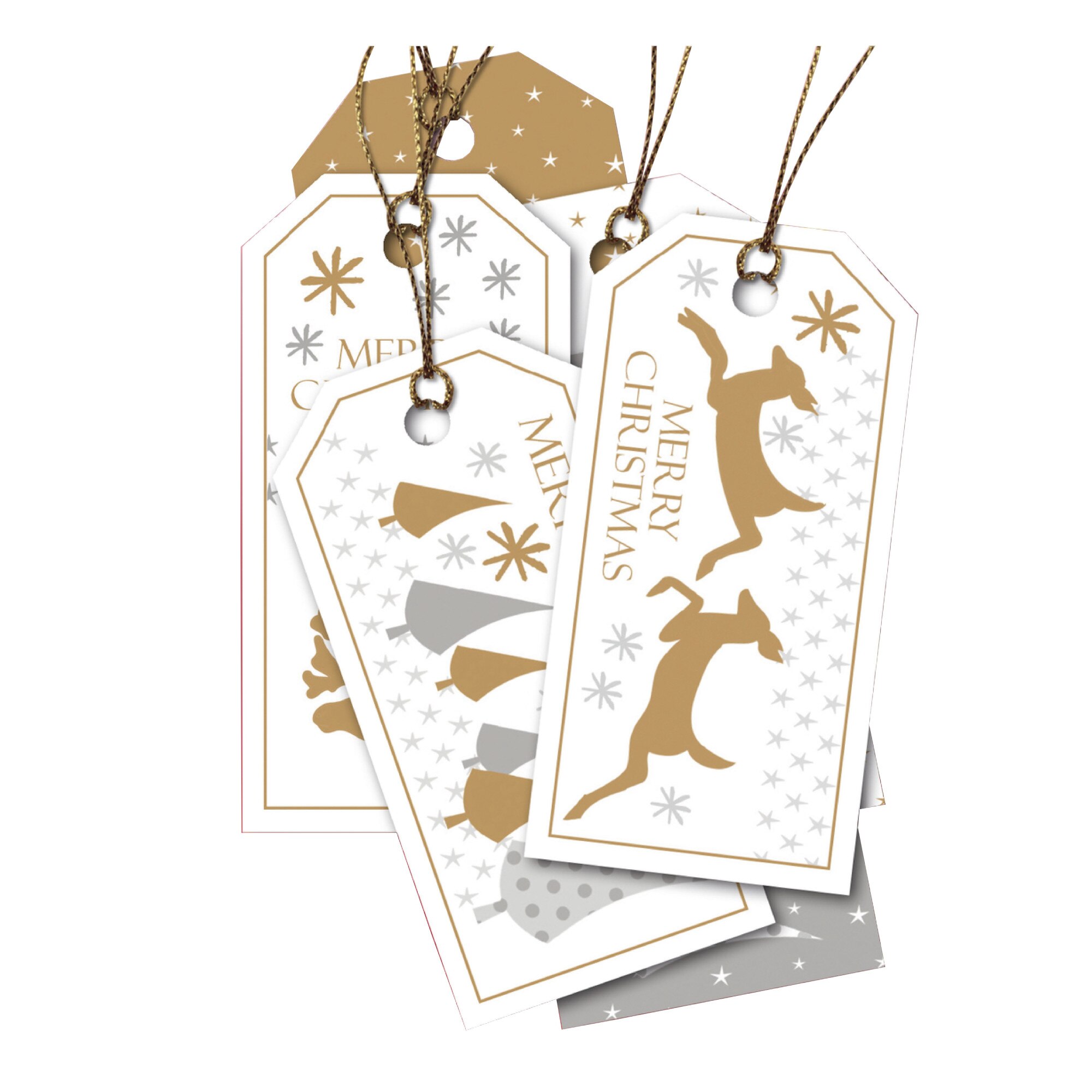 Set 6 buc etichete pentru cadouri de Craciun, albe, 8x4 cm, HERMA, H15273