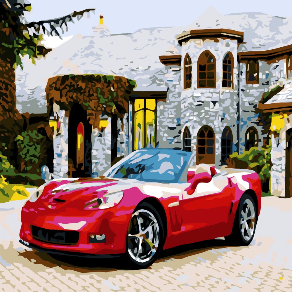 Set pictura pe numere Masina Rosie,40*50cm