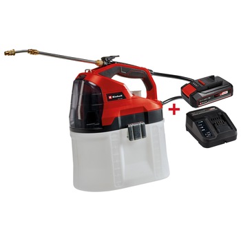 Pulverizator pe acumulator Einhell PXC GE-WS 18/75 Li-Solo, volum curgere 60l/h, rezervor 8.2 l, presiune max. 3.5 bar, lungime furtun 140 cm + Starter Kit Einhell PXC 18V 2,5Ah, max 720 W Pulverizator pe acumulator Einhell PXC GE-WS 18/75 Li-Solo, volum curgere 60l/h, rezervor 8.2 l, presiune max. 3.5 bar, lungime furtun 140 cm + Starter Kit Einhell PXC 18V 2,5Ah, max 720 W