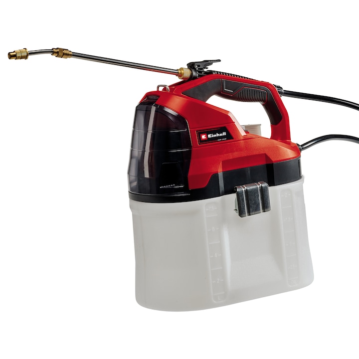 Einhell PXC GE-WS 18/75 Li-Solo Akkumulátoros permetező, Átfolyási mennyiség 60 l / h, Tartály 8,2 l, Max. 3,5 bar, Tömlőhossz 140 cm, Kezdő csomag, 18V, 2,5Ah, Max 720 W