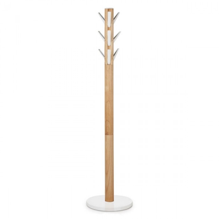 Cuier 9 agatatori Flapper alb/stejar, lemn, aluminiu h 165 cm Umbra, 320361-668