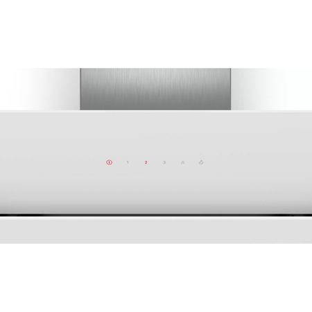 Hota incorporabila decorativa Bosch DWK67CM20, Putere de absorbtie 700 mc/h, Control touch, 3 trepte + 1 intensiv, 60 cm, Sticla alba