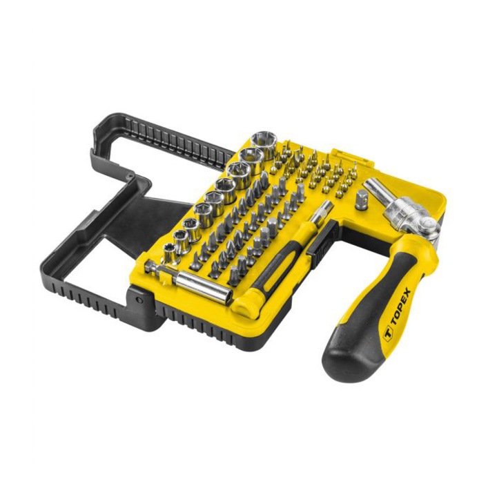 Комплект ключове и гаечни ключове, Topex, с тресчотка, 68 бр