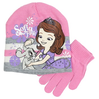 Caciula si manusi tricotate Printesa Sofia 7209, Roz Caciula si manusi tricotate Printesa Sofia 7209, Roz