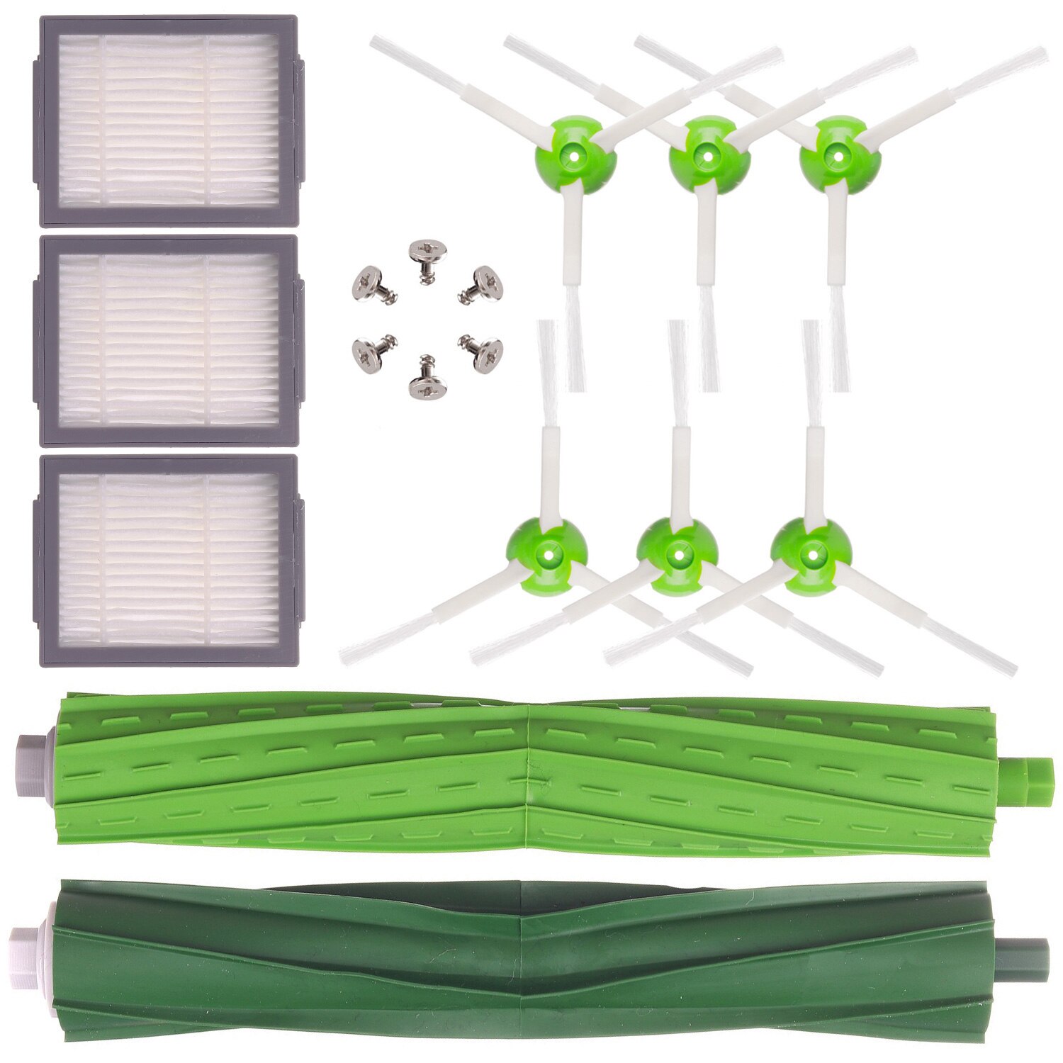 Kit accesorii iRobot Roomba pentru seria I7 E5 E6 E7: Filtru 3 buc + Perie tambur 2 buc + Perie laterala 6 buc