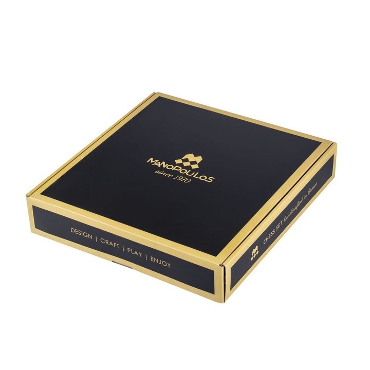 Шахматен комплект, Manopoulos, гръко-римски период, боядисана в тюркоаз дъска, сини/кафяви пионки