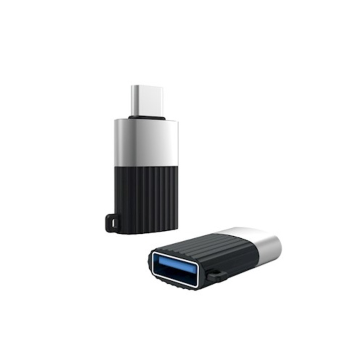 Adaptor XO NB149-F, mama USB la tata USB Type-C, 2.4A, Negru