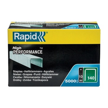 Capse Rapid 140/10, sarma plata galvanizata, High Performance, pentru acoperis, 5000 capse/cutie carton 11910711 Capse Rapid 140/10, sarma plata galvanizata, High Performance, pentru acoperis, 5000 capse/cutie carton 11910711