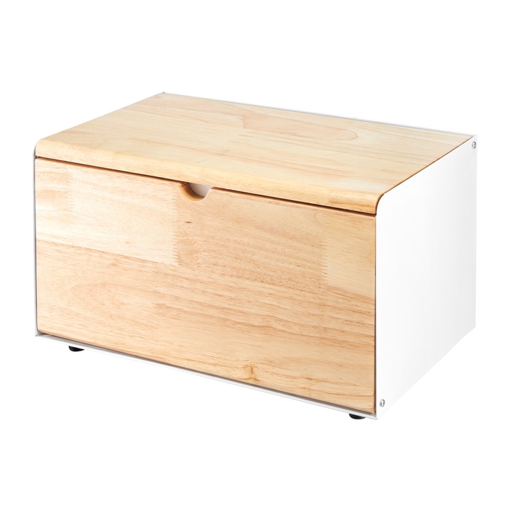 Cutie depozitare paine AMBITION Scandi, metal, capac bambus, maro, 35.5 x 21.5 cm