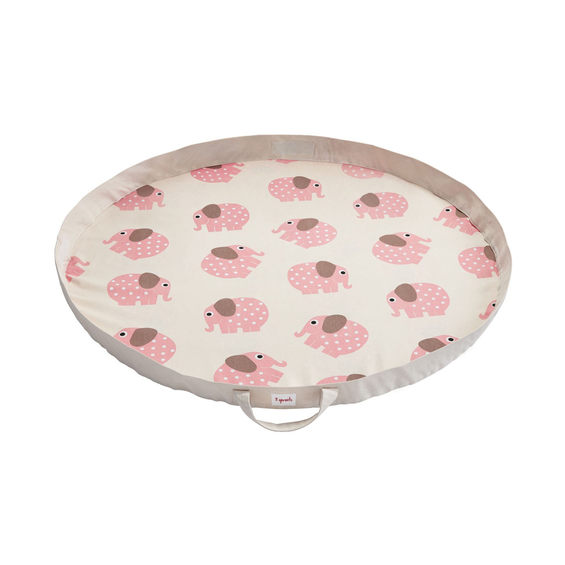 Covor pentru locul de joaca si geanta 2 in 1, 3 Sprouts, Elefant, Multicolor, diametru 112 cm