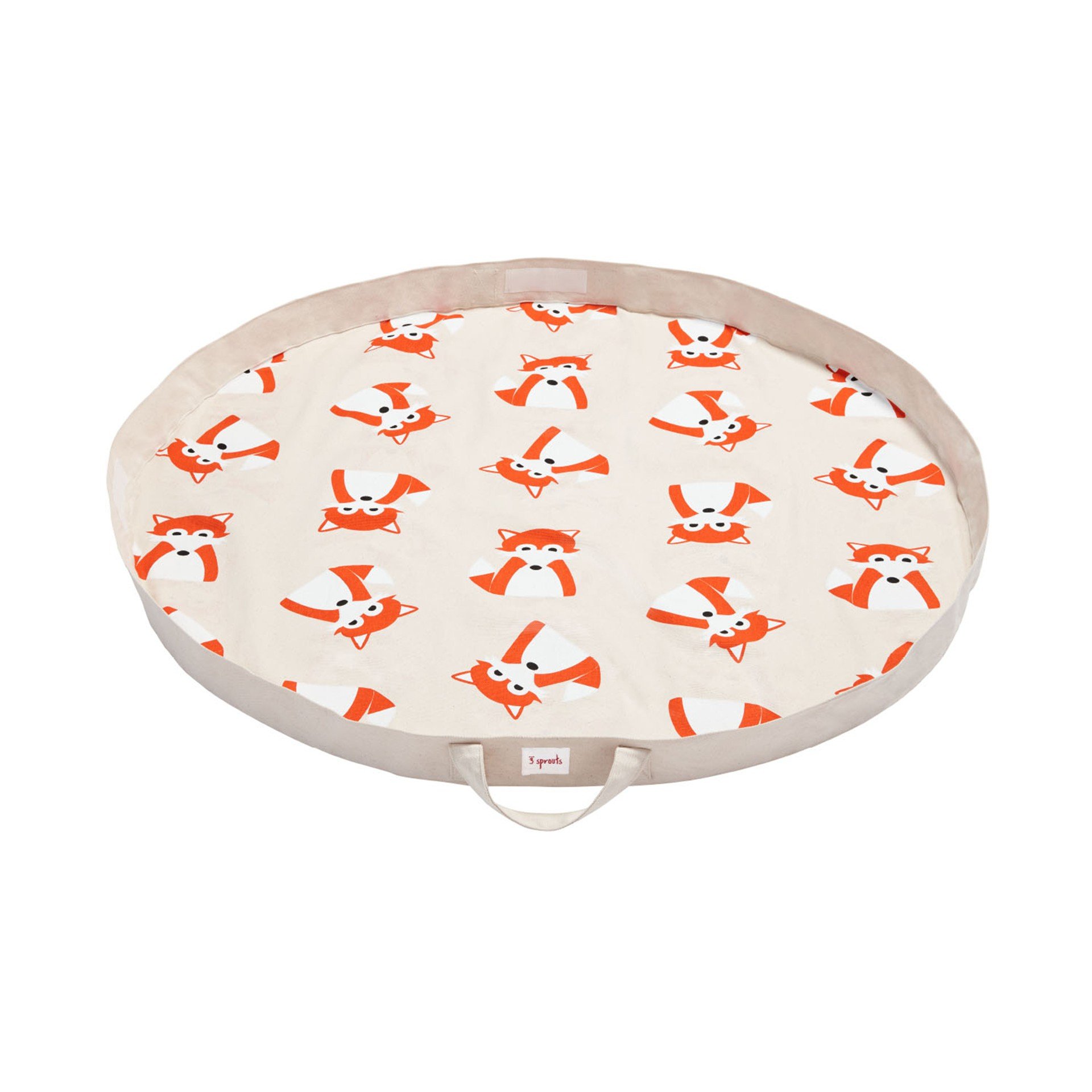 Covor pentru locul de joaca si geanta 2 in 1, 3 Sprouts, Vulpe, Multicolor, diametru 112 cm