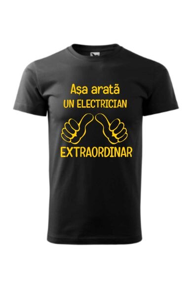 Tricou barbati personalizat Asa Arata Un Electrician Extraordinar, Malfini, Negru