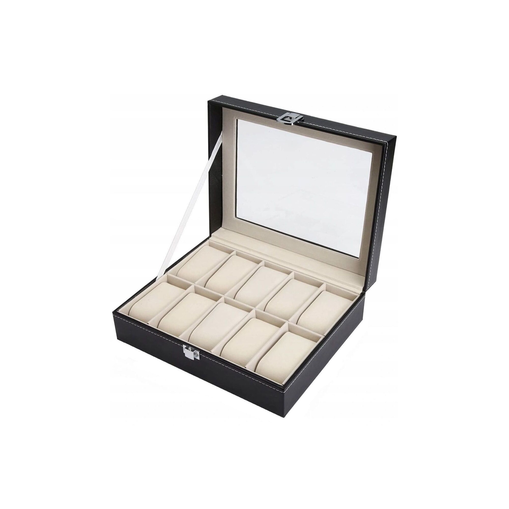 Cutie organizatoare cu cheita pentru ceasuri sau bijuterii, capacitate 10 ceasuri