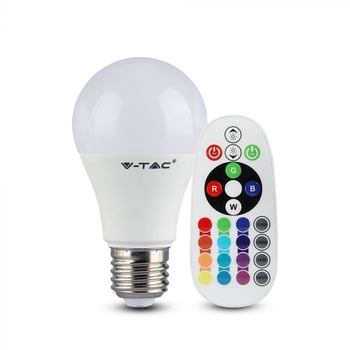 Bec LED V-TAC 2766, cu telecomanda, A60, E27, 9W (60W), 806 lm, lumina alba si colorata Bec LED V-TAC 2766, cu telecomanda, A60, E27, 9W (60W), 806 lm, lumina alba si colorata