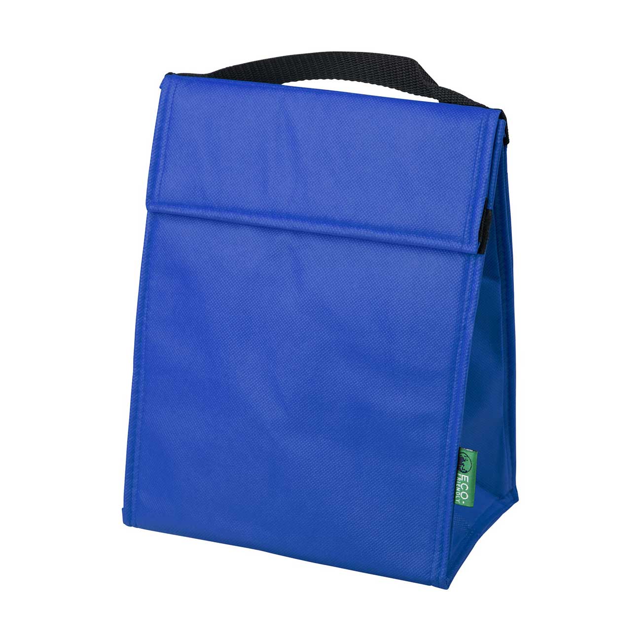 Geanta termoizolanta pentru pranz, polipropilena, Piksel, albastra, breloc bec inclus