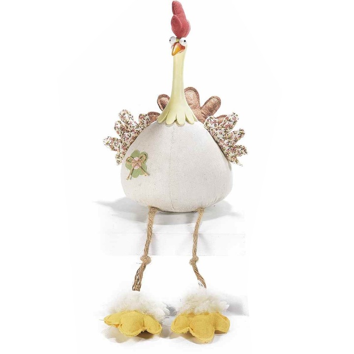 Украса кокошка, Кафяво-бял текстил, 19 см х 16 см х 46 в