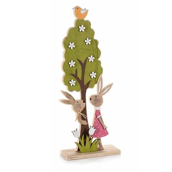 Decoratiune Iepurasi Paste din lemn multicolor cm 18 cm x 8 cm x 45 h Decoratiune Iepurasi Paste din lemn multicolor cm 18 cm x 8 cm x 45 h