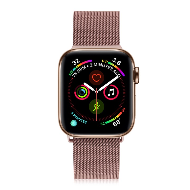 Milánói acél szíj Apple Watch 44MM készülékhez Rose