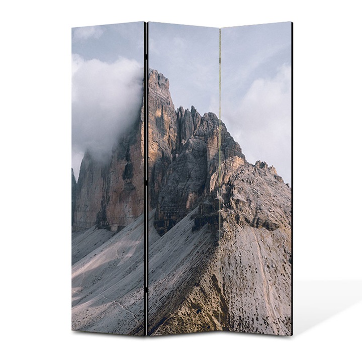 Paravan 3 piese Premium TrueColor, Art Star, Atingand norii, Panza pe cadru de lemn, Decoratiuni Moderne pentru Casa, 3 Panouri de 35 x 150, 105 x 150 cm