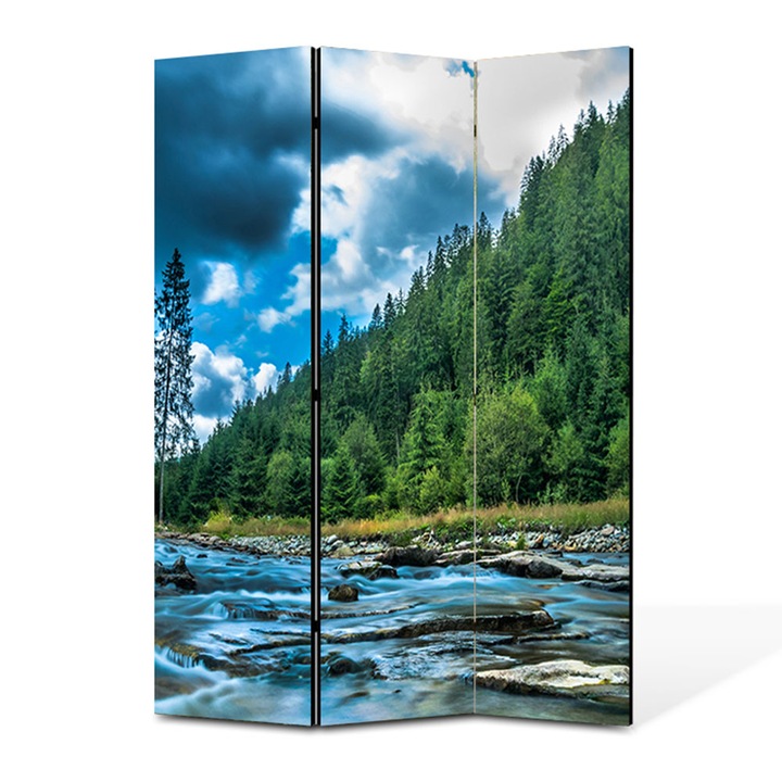 Paravan 3 piese Premium TrueColor, Art Star, Parau alert, Panza pe cadru de lemn, Decoratiuni Moderne pentru Casa, 3 Panouri de 35 x 150, 105 x 150 cm