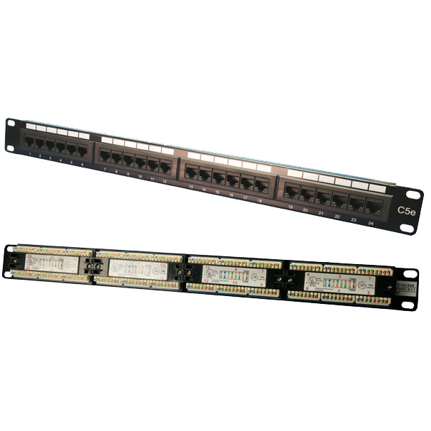 PATCH PANEL LOGILINK 24 porturi, UTP, Cat5e, 1U pentru rack 19", black, "NP0027"