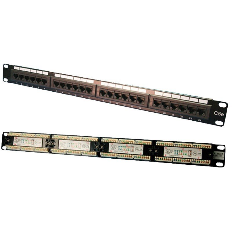 Patch panel Logilink NP0027 24 porturi, UTP, Cat5e, 1U pentru rack 19″, Negru