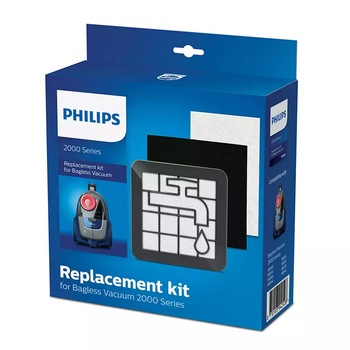 Set Filtre de schimb pentru Aspirator Philips fara sac Seria 2000, XV1220 / 01, 3 Piese Set Filtre de schimb pentru Aspirator Philips fara sac Seria 2000, XV1220 / 01, 3 Piese