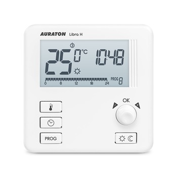 Termostat programabil Auraton LIBRA H, alb, conectare cu fir, alimentare cu 2 baterii R6 Termostat programabil Auraton LIBRA H, alb, conectare cu fir, alimentare cu 2 baterii R6
