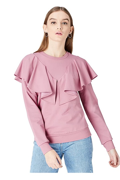 Bluza dama Find, Detalii ondulate, Roz